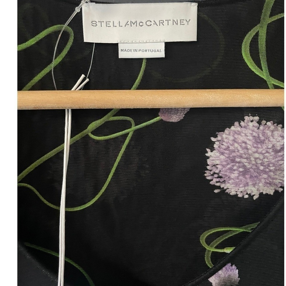 Stella McCartney Ruched Waist Twisted Floral Mesh Dress Black Size XS, Size Med - Picture 5 of 17
